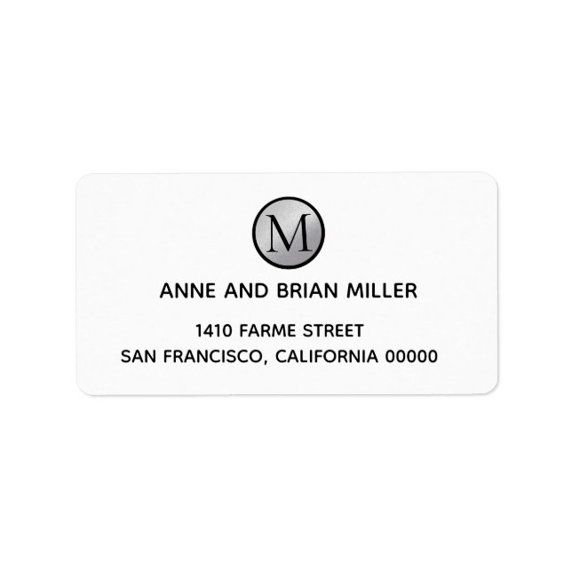 Etiqueta círculo monograma noiva e noivo branco de casament (Frente)