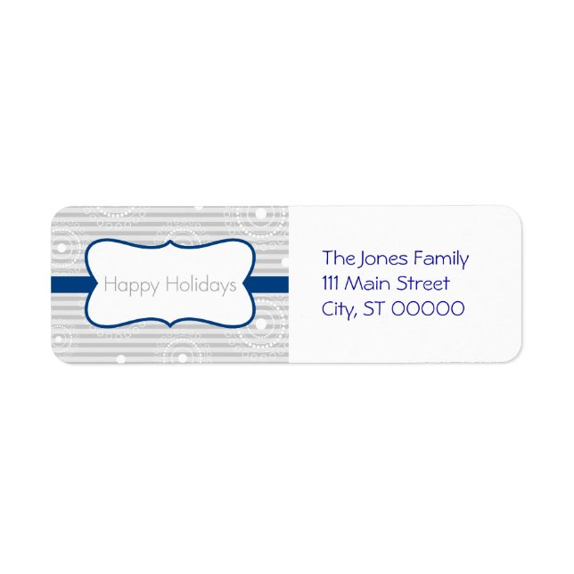 Etiqueta Círculos de Natal - Prata Azul (Frente)