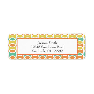 Etiqueta Círculos Retroativos da década de 60 Ovais de cor 