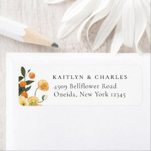 Etiqueta Citrus Floral Watercolor Laranja