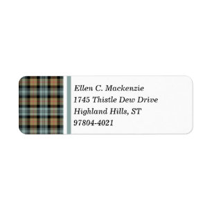 Etiqueta Clã Murray Tan e Tartan resistido preto