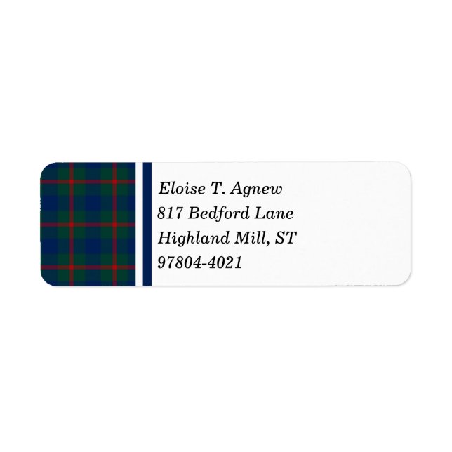 Etiqueta Clan Agnew Tartan (Frente)
