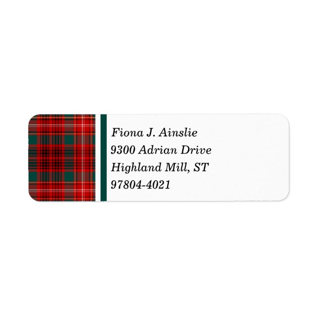 Etiqueta Clan Ainslie Tartan (Frente)