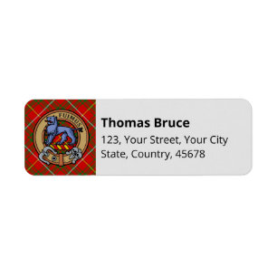 Etiqueta Clan Bruce Crest sobre Tartan