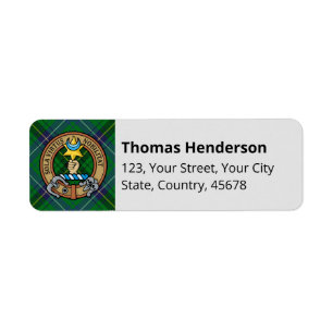 Etiqueta Clan Henderson Crest sobre Tartan