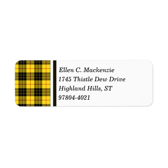 Etiqueta Clan MacLeod Yellow e Black Scottish Tartan (Frente)