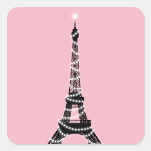 Etiqueta clara da torre Eiffel da cintilação -