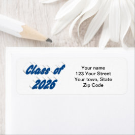 Etiqueta Class of 2026 blue typography  graduation
