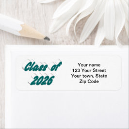 Etiqueta Class of 2026 green typography  graduation