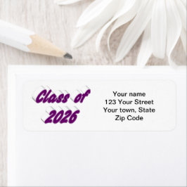 Etiqueta Class of 2026 purple typography  graduation