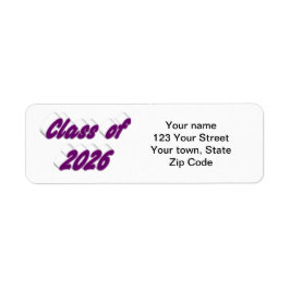 Etiqueta Class of 2026 purple typography  graduation