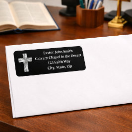 Etiqueta Classe Cruz de Prata Endereço de Retorno do Pastor
