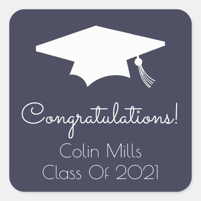 Etiqueta Classe De 2021 (Boné de formatura Azul Me (Frente)