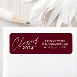 Etiqueta Classe de 2024 Script Graduation Return Address