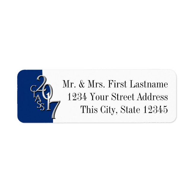 Etiqueta Classe de Prata Azul de Graduação de 2017 (Frente)