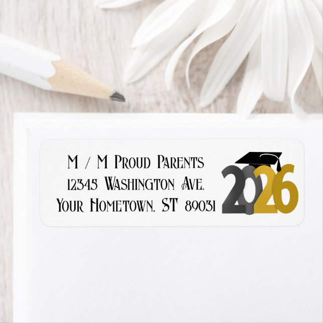 Etiqueta Classe Dourada e Cinza de graduação de 2026 (Insitu)