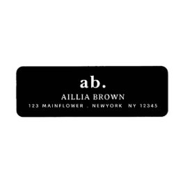 Etiqueta Classic Black White Minimal Monogram Design