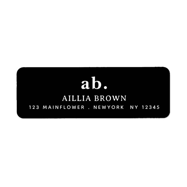 Etiqueta Classic Black White Minimal Monogram Design (Frente)