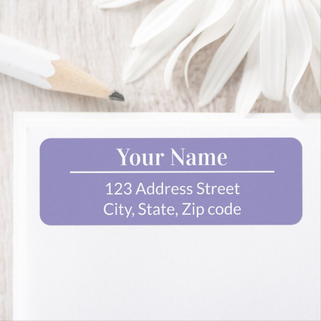 Etiqueta Classic Modern Minimal Light Purple Name Address (Insitu)