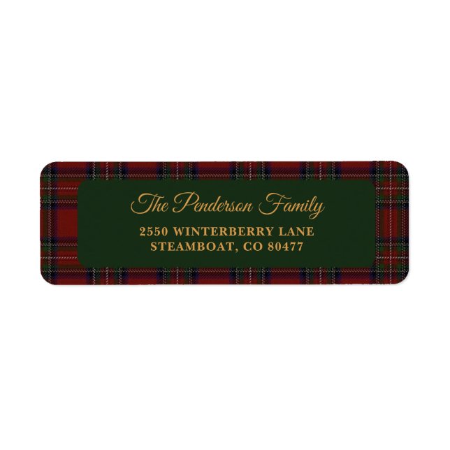 Etiqueta Classic Tartan Plaid Christmas Address Label (Frente)