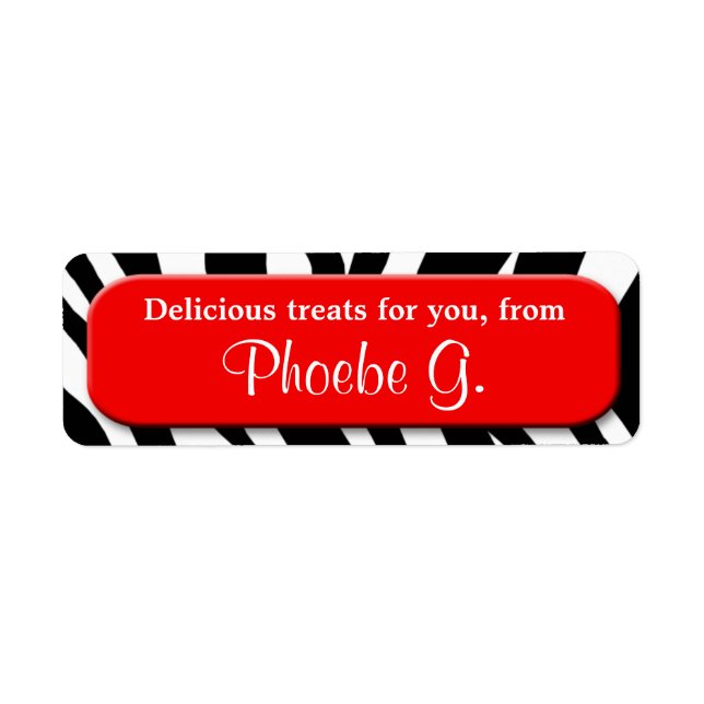 Etiqueta Clássica Zebra Imprime a Cozinha Vermelha com Etiq (Frente)