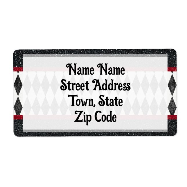 Etiqueta Clássico Black White Harlequin Diamond Argyle (Frente)