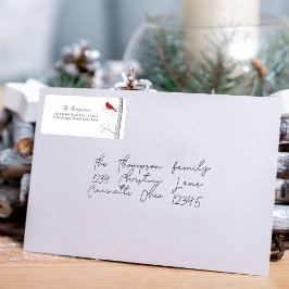 Etiqueta Clássico de Aquarela Simples Cardeal Vermelho de i