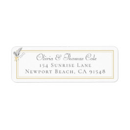 Etiqueta Clássico Elegante Dourado Frame Lily Casamento Flo