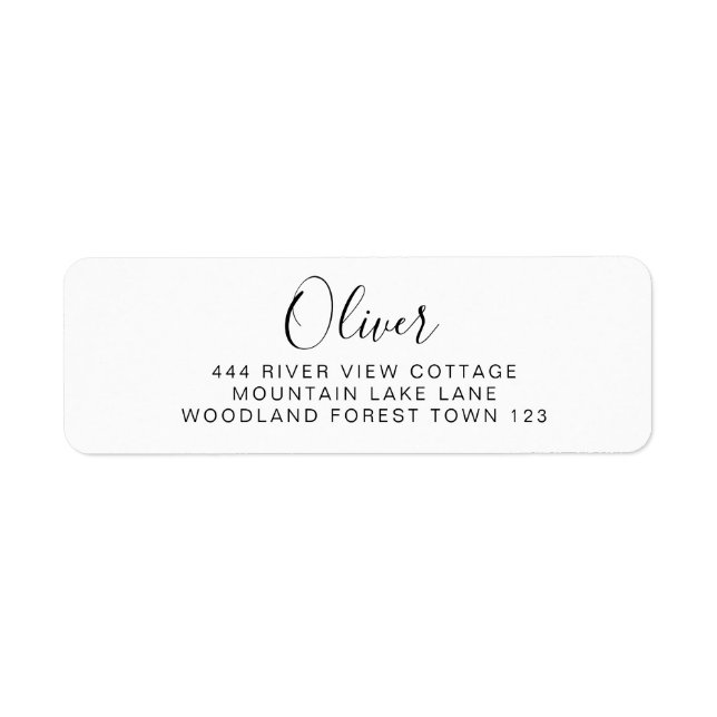 Etiqueta Clássico Preto Branco Elegante Simples (Frente)