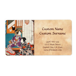 Etiqueta Clássico ukiyo-e japonês vintage geishas Utagawa