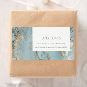 ETIQUETA CLASSY AQUA DUSKY BLUE DOURADO AGATE MONOGRAMA CAS