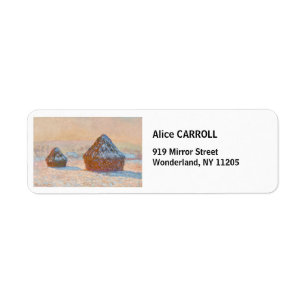 Etiqueta Claude Monet - Wheatstacks, Efeito da Neve, Manhã