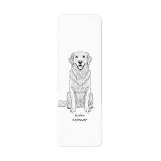 Etiqueta Clean Minimalist Golden Retriever Line Art 