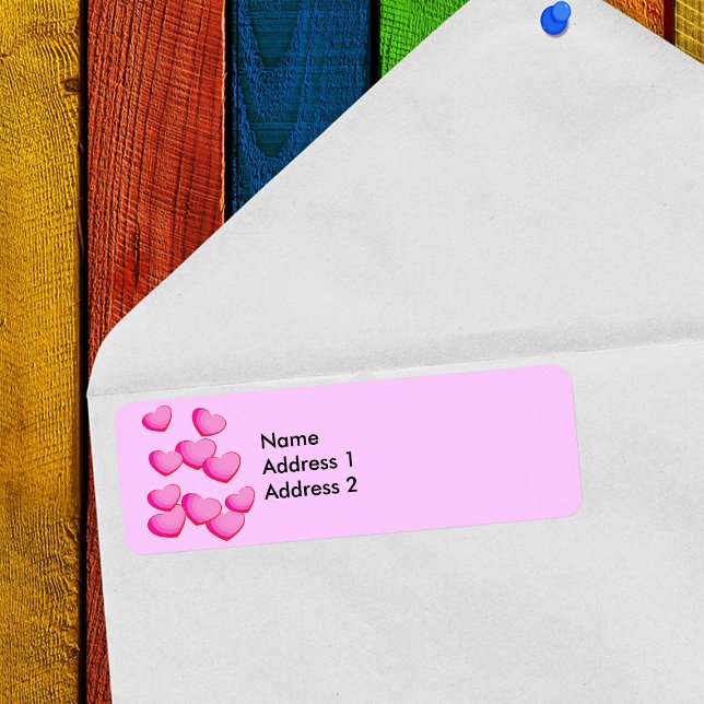 Etiqueta Cluster Rosa de Corações (Cluster of pretty bright pink hearts on pin return address labels for Valentines Day.)