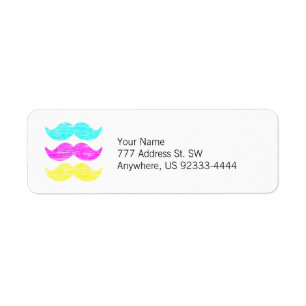 Etiqueta CMY Mustaches (estilo letterpress)