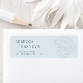 Etiqueta Coastal Blue Hand Drawn Seashell Wedding Address