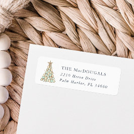 Etiqueta Coastal Oyster Christmas Tree Return Address