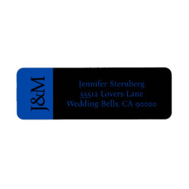 Etiqueta Cobalt Blue and Black Wedding Return Address Label