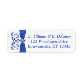 Etiqueta Cobalt Blue White Hearts Return Address Label 2