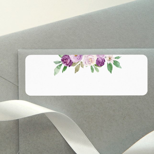 Etiqueta Cobertor de casamento floral roxo rústico (Criador carregado)