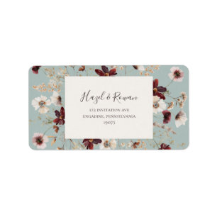 Etiqueta Cobre Burgundy Endereço de retorno teal