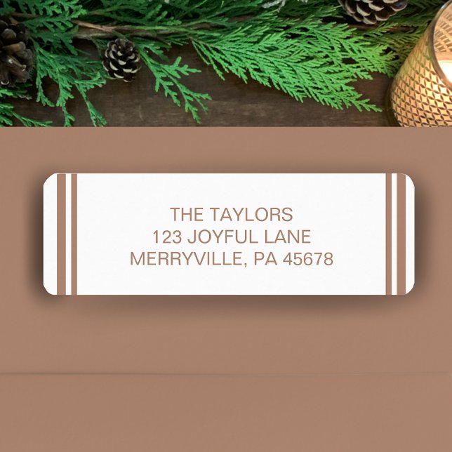 Etiqueta Cobre Simples Moderno Boho Férias Endereço de Devo (Personalize this modern stylish copper return address label.
)