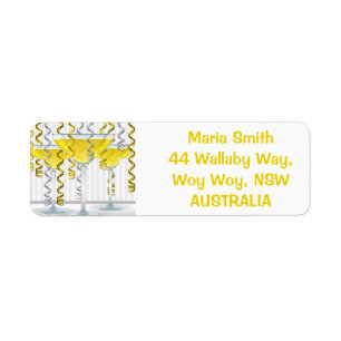 Etiqueta cocktail amarelo e fita