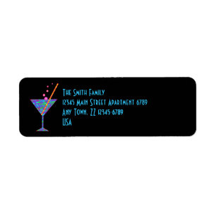 Etiqueta Cocktail colorido Martini do happy hour azul de Z