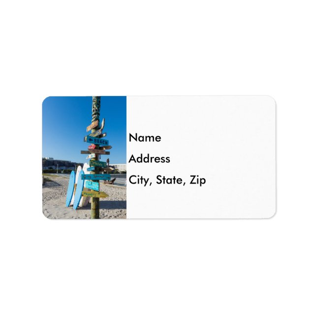 Etiqueta Cocoa Beach Tiki Totem (Frente)