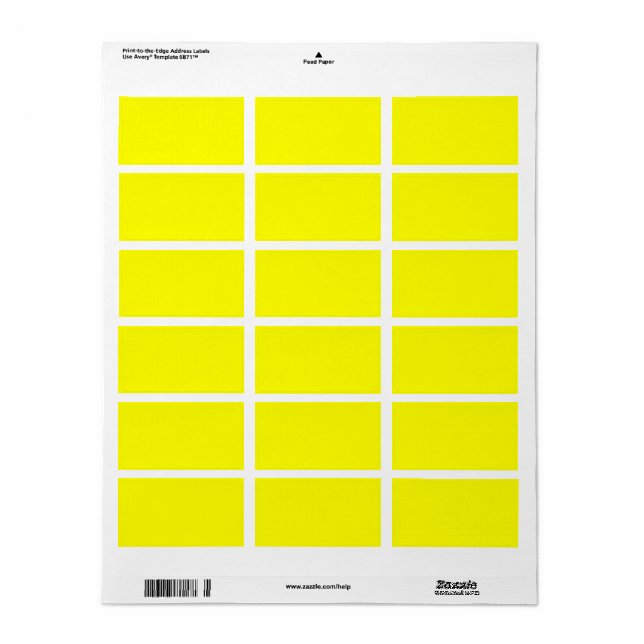 Etiqueta Código hex amarelo neon FFFF01 (Toda a folha)