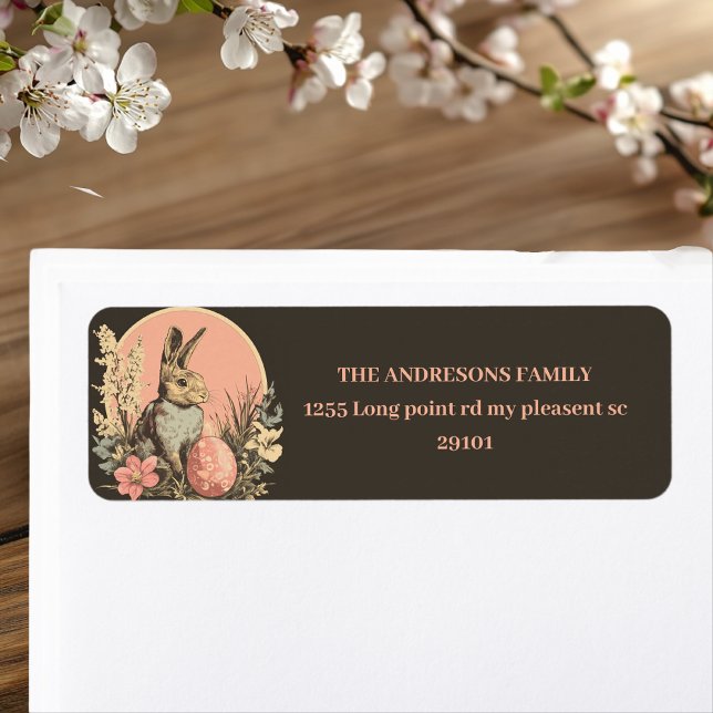 Etiqueta Coelhinho Preto e Rosa Personalizado com Ovos (Criador carregado)
