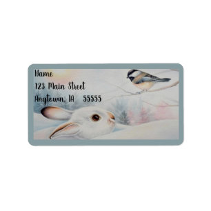 Etiqueta Coelho de Snowshoe e Arte de Aquarela de Frango