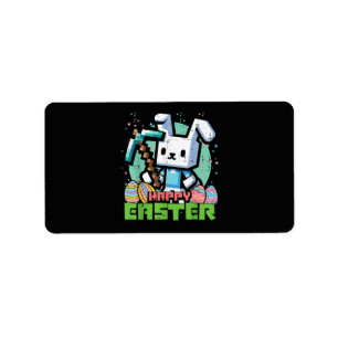 Etiqueta Coelho Feliz de Páscoa Jogo Pixel 