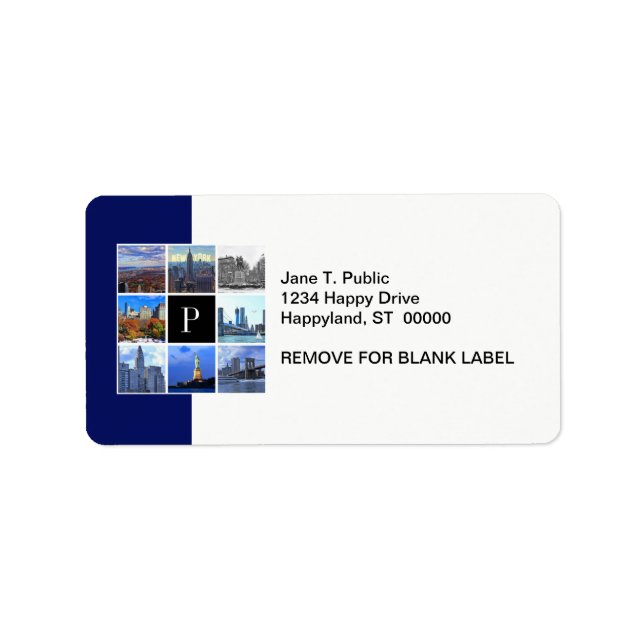 Etiqueta Colagem de Fotos do Nova Iorque Skyline 8 (Frente)